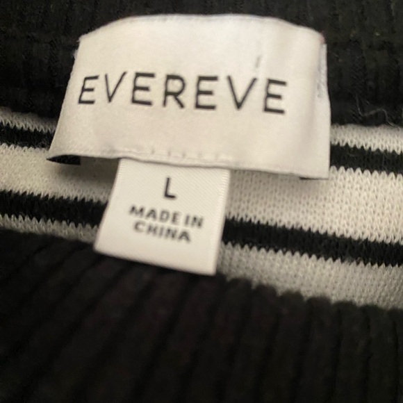 Evereve Black and White Striped Mock Neck Soft Brushed Fabric Top Size L - Picture 11 of 16